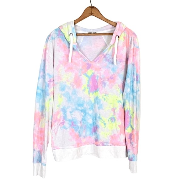 Inspired Hearts Tie Dye Pullover Hoodie Super Soft Cotton Candy Top Juniors L - Picture 1 of 16